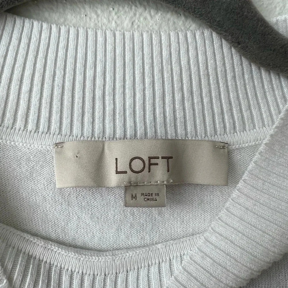 LOFT white 100% cotton crew neck top/vest - Picture 4 of 4